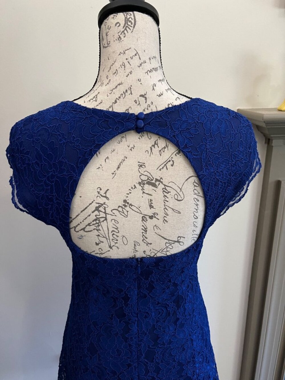 Lauren Ralph Lauren Evening Blue Lace Lined Cocktail Dress Date Open Back 8 - Picture 6 of 13